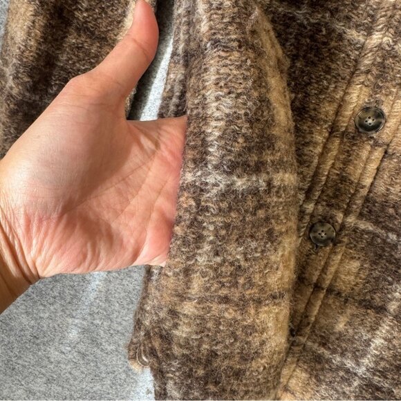 Wilfred Free Brown Plaid Wool Blend Shacket Jacket Size Small Cozy Fall - Picture 9 of 13